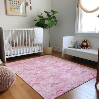 Piper Looms Mayfield Shells AMF181 Pink Machine Washable Area Rug Lifestyle Image Feature