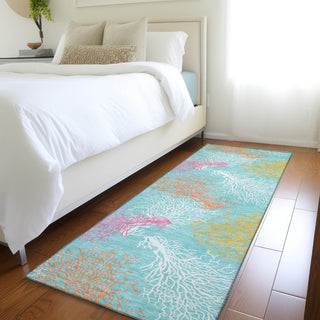 Piper Looms Mayfield Coral AMF182 Aqua Machine Washable Area Rug Runner Lifestyle Image Feature