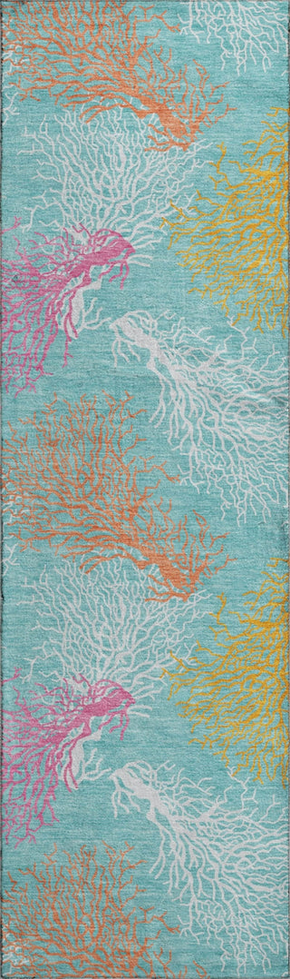 Piper Looms Mayfield Coral AMF182 Aqua Machine Washable Area Rug Runner Main Image