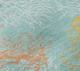Piper Looms Mayfield Coral AMF182 Aqua Machine Washable Area Rug Swatch Image