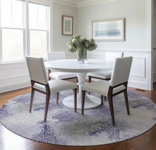 Piper Looms Mayfield Coral AMF182 Purple Machine Washable Area Rug Round Lifestyle Image Feature