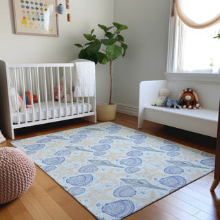Piper Looms Mayfield Shells AMF183 Blue Machine Washable Area Rug Lifestyle Image Feature