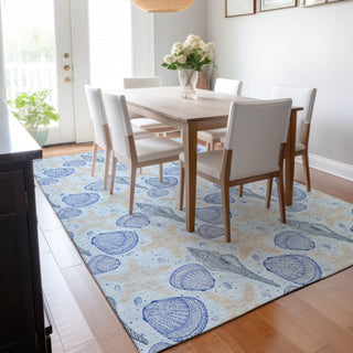 Piper Looms Mayfield Shells AMF183 Blue Machine Washable Area Rug Lifestyle Image Feature