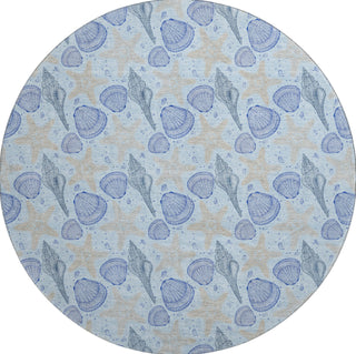 Piper Looms Mayfield Shells AMF183 Blue Machine Washable Area Rug Round Main Image