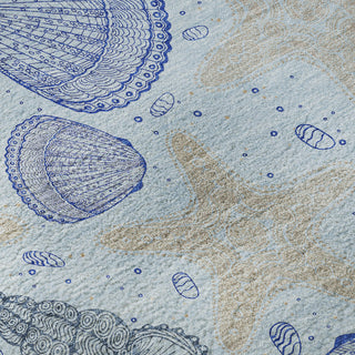 Piper Looms Mayfield Shells AMF183 Blue Machine Washable Area Rug Swatch Image