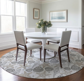 Piper Looms Mayfield Shells AMF183 Fog Machine Washable Area Rug Round Lifestyle Image Feature