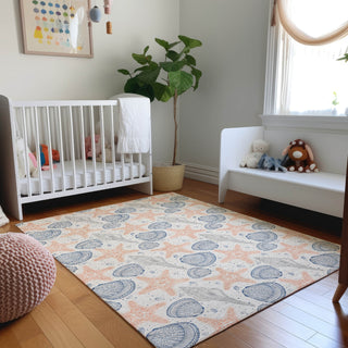 Piper Looms Mayfield Shells AMF183 Peach Machine Washable Area Rug Lifestyle Image Feature