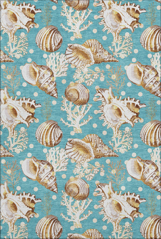 Piper Looms Mayfield Shells AMF185 Aqua Machine Washable Area Rug main image
