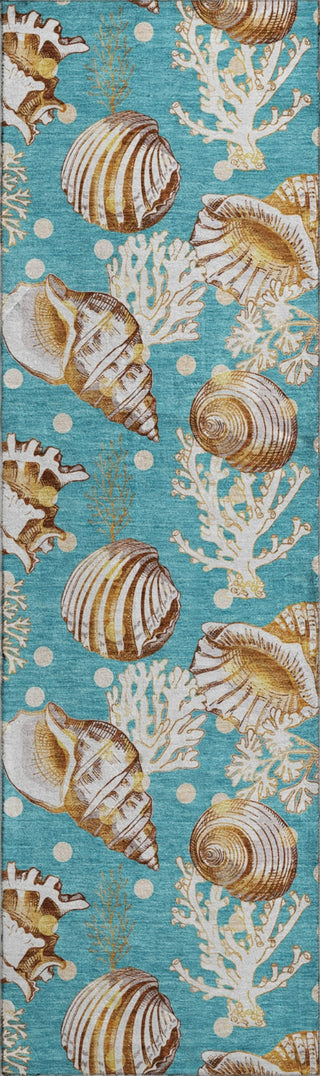 Piper Looms Mayfield Shells AMF185 Aqua Machine Washable Area Rug Runner Main Image