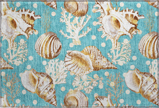 Piper Looms Mayfield Shells AMF185 Aqua Machine Washable Area Rug Scatter Main Image