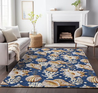 Piper Looms Mayfield Shells AMF185 Blue Machine Washable Area Rug Lifestyle Image Feature