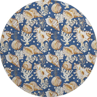 Piper Looms Mayfield Shells AMF185 Blue Machine Washable Area Rug Round Main Image