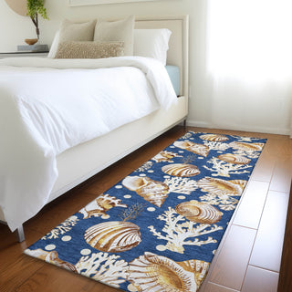 Piper Looms Mayfield Shells AMF185 Blue Machine Washable Area Rug Runner Lifestyle Image Feature