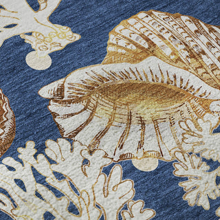 Piper Looms Mayfield Shells AMF185 Blue Machine Washable Area Rug Swatch Image
