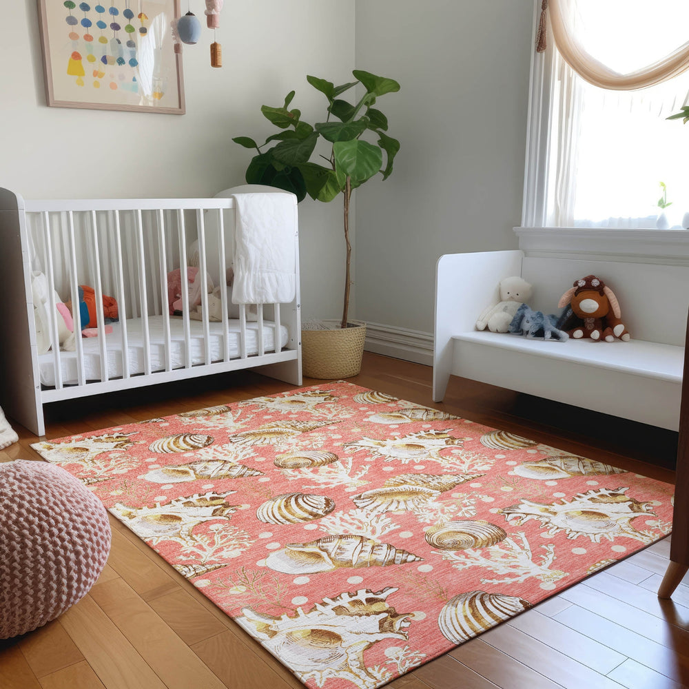 Piper Looms Mayfield Shells AMF185 Peach Machine Washable Area Rug Lifestyle Image Feature