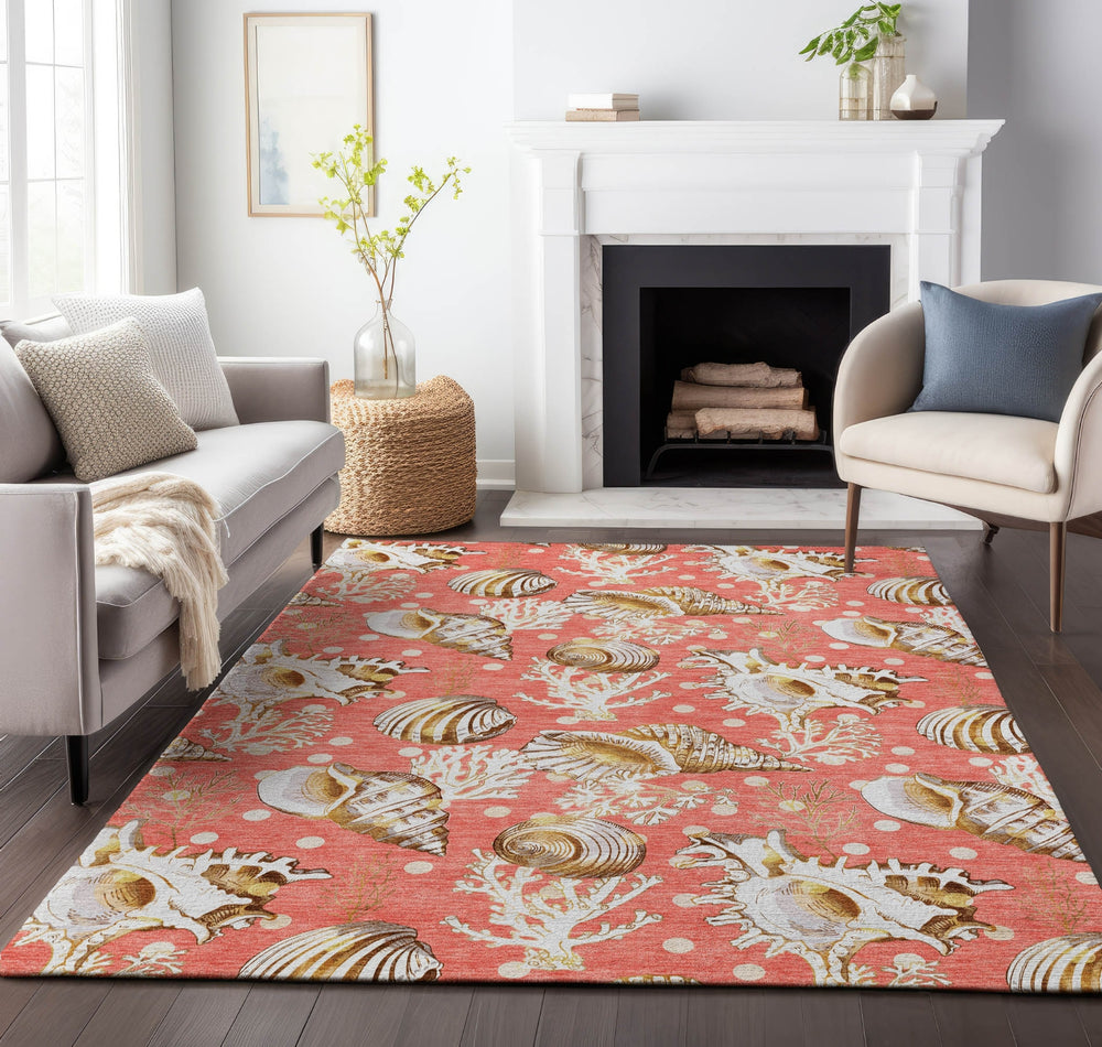 Piper Looms Mayfield Shells AMF185 Peach Machine Washable Area Rug Lifestyle Image Feature