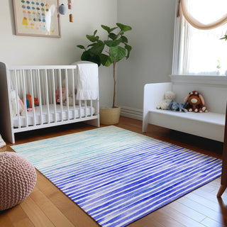 Piper Looms Mayfield Stripes AMF187 Blue Machine Washable Area Rug Lifestyle Image Feature