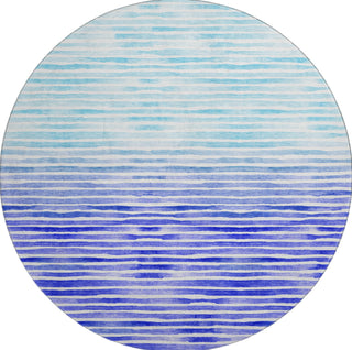 Piper Looms Mayfield Stripes AMF187 Blue Machine Washable Area Rug Round Main Image