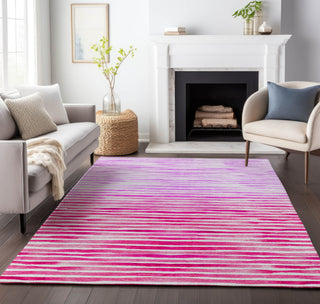 Piper Looms Mayfield Stripes AMF187 Pink Machine Washable Area Rug Lifestyle Image Feature