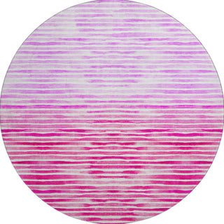 Piper Looms Mayfield Stripes AMF187 Pink Machine Washable Area Rug Round Main Image