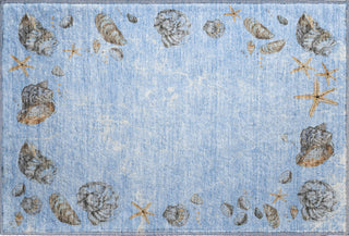 Piper Looms Mayfield Shell Border AMF188 Blue Machine Washable Area Rug Scatter Main Image