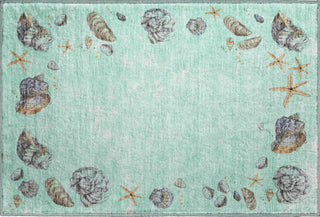 Piper Looms Mayfield Shell Border AMF188 Green Machine Washable Area Rug Scatter Main Image