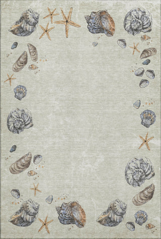 Piper Looms Mayfield Shell Border AMF188 Oyster Machine Washable Area Rug main image