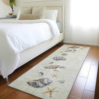 Piper Looms Mayfield Shell Border AMF188 Oyster Machine Washable Area Rug Runner Lifestyle Image Feature