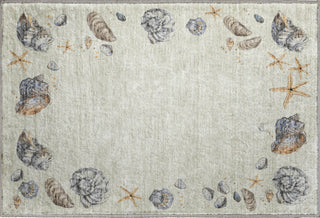 Piper Looms Mayfield Shell Border AMF188 Oyster Machine Washable Area Rug Scatter Main Image