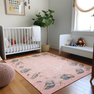 Piper Looms Mayfield Shell Border AMF188 Peach Machine Washable Area Rug Lifestyle Image Feature