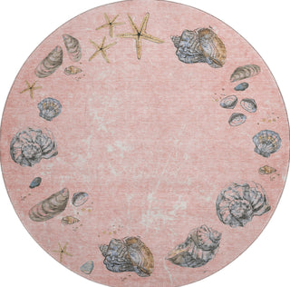 Piper Looms Mayfield Shell Border AMF188 Peach Machine Washable Area Rug Round Main Image