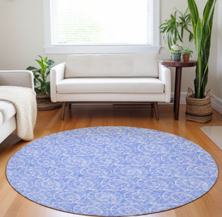Piper Looms Mayfield Nautilus AMF190 Blue Machine Washable Area Rug Round Lifestyle Image Feature