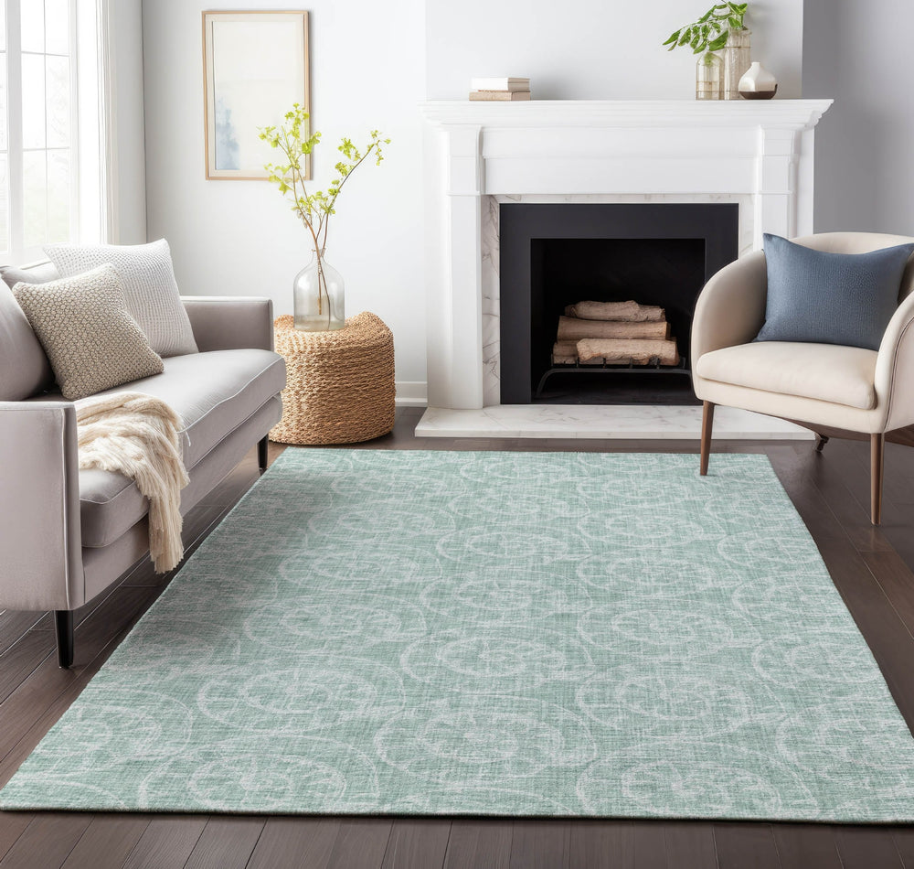 Piper Looms Mayfield Nautilus AMF190 Green Machine Washable Area Rug Lifestyle Image Feature