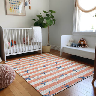 Piper Looms Mayfield Starfish AMF191 Coral Machine Washable Area Rug Lifestyle Image Feature