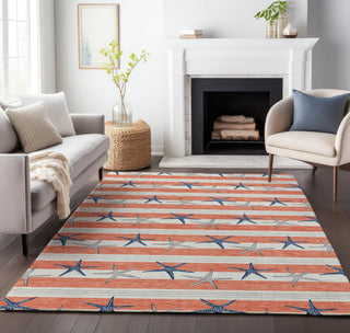 Piper Looms Mayfield Starfish AMF191 Coral Machine Washable Area Rug Lifestyle Image Feature