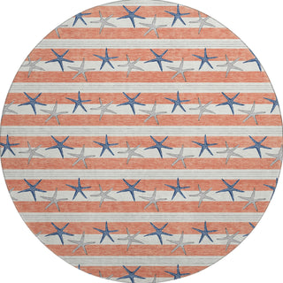 Piper Looms Mayfield Starfish AMF191 Coral Machine Washable Area Rug Round Main Image