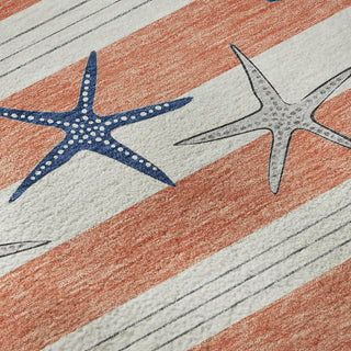 Piper Looms Mayfield Starfish AMF191 Coral Machine Washable Area Rug Swatch Image