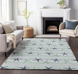 Piper Looms Mayfield Starfish AMF191 Seaglass Machine Washable Area Rug Lifestyle Image Feature