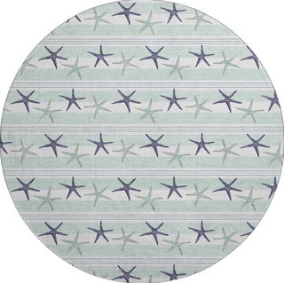 Piper Looms Mayfield Starfish AMF191 Seaglass Machine Washable Area Rug Round Main Image