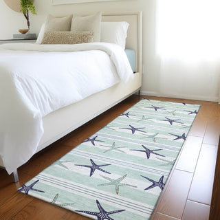 Piper Looms Mayfield Starfish AMF191 Seaglass Machine Washable Area Rug Runner Lifestyle Image Feature