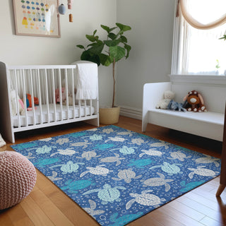 Piper Looms Mayfield Turtles AMF192 Blue Machine Washable Area Rug Lifestyle Image Feature