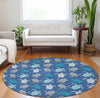 Piper Looms Mayfield Turtles AMF192 Blue Machine Washable Area Rug Round Lifestyle Image Feature
