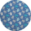 Piper Looms Mayfield Turtles AMF192 Blue Machine Washable Area Rug Round Main Image