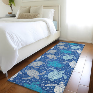 Piper Looms Mayfield Turtles AMF192 Blue Machine Washable Area Rug Runner Lifestyle Image Feature
