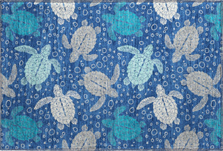 Piper Looms Mayfield Turtles AMF192 Blue Machine Washable Area Rug Scatter Main Image