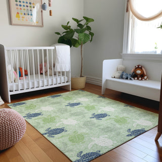 Piper Looms Mayfield Turtles AMF192 Green Machine Washable Area Rug Lifestyle Image Feature