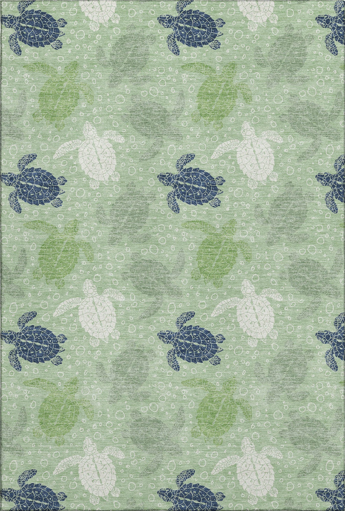 Piper Looms Mayfield Turtles AMF192 Green Machine Washable Area Rug main image