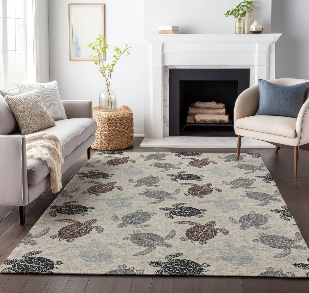 Piper Looms Mayfield Turtles AMF192 Sand Machine Washable Area Rug Lifestyle Image Feature