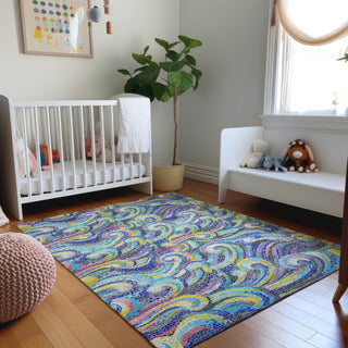Piper Looms Mayfield Mosaic Waves AMF193 Ocean Machine Washable Area Rug Lifestyle Image Feature