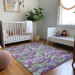 Piper Looms Mayfield Mosaic Waves AMF193 Purple Machine Washable Area Rug Lifestyle Image Feature